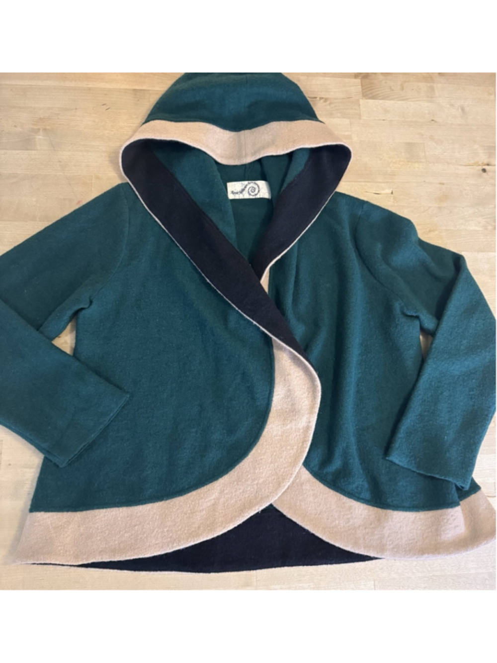 Anthropologie Rosie Neira Women's Wool Hooded Jacket Sweater Size L Green